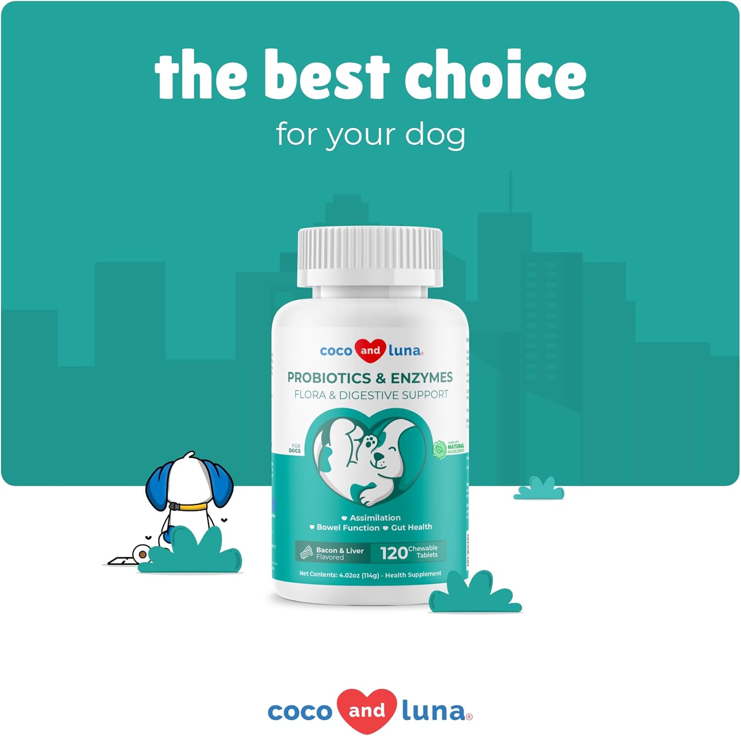 Probiotic Chewable Tablets for Dogs with Honey Pumpkin - Supports Digestive Health, Allergies, Bad Breath, and Constipation - 120 Count