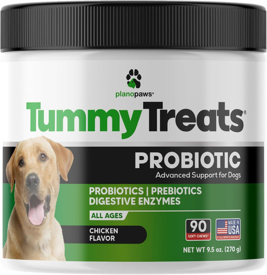 Probiotic Chews for Dogs - Supports Digestive Health & Gut Flora - Prebiotics & Enzymes - 90 Chews