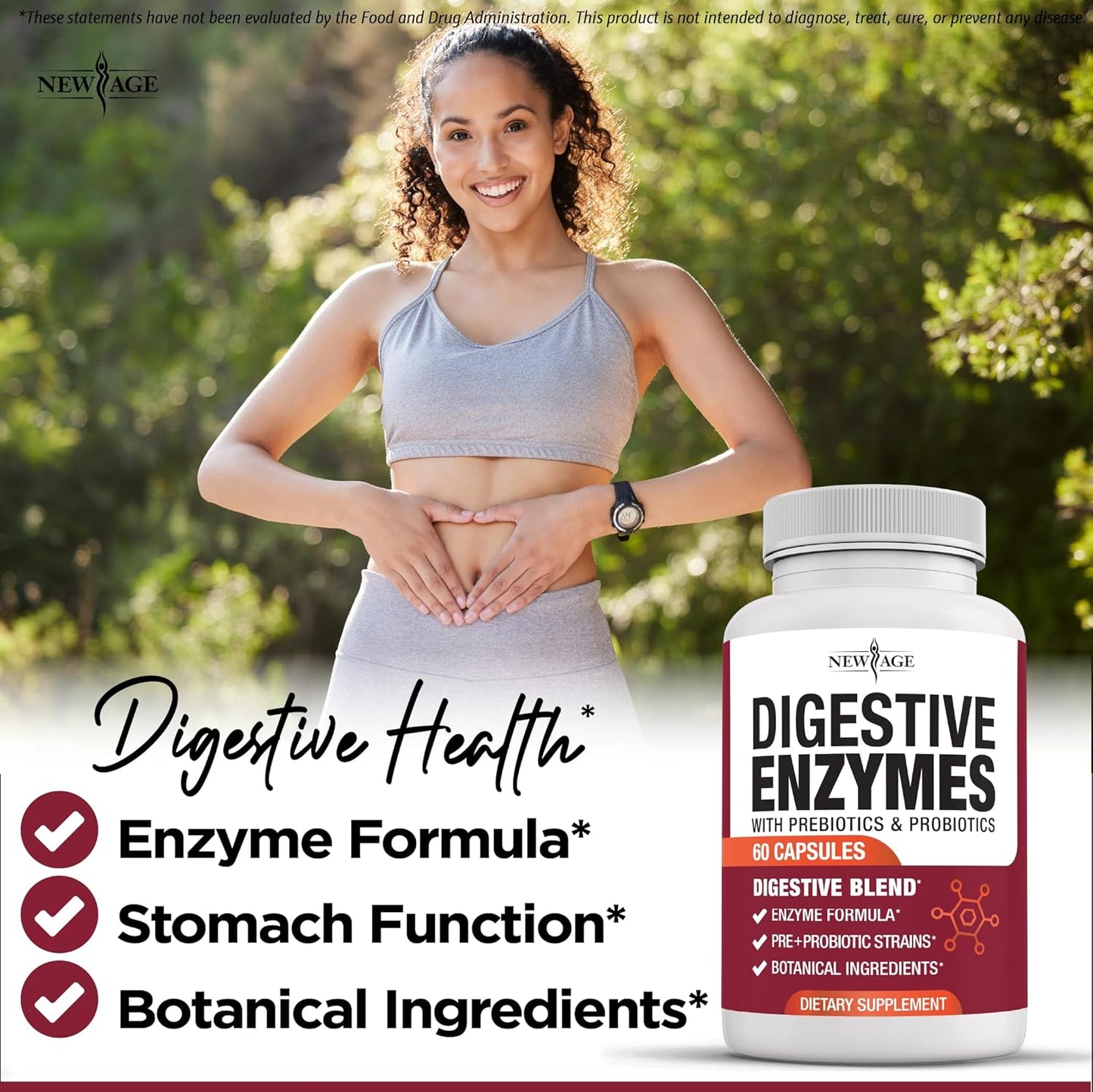 Probiotic Digestive Enzymes with Prebiotics for Gut Health - 180 Count for Men and Women, Daily Digestive Support with Lipase