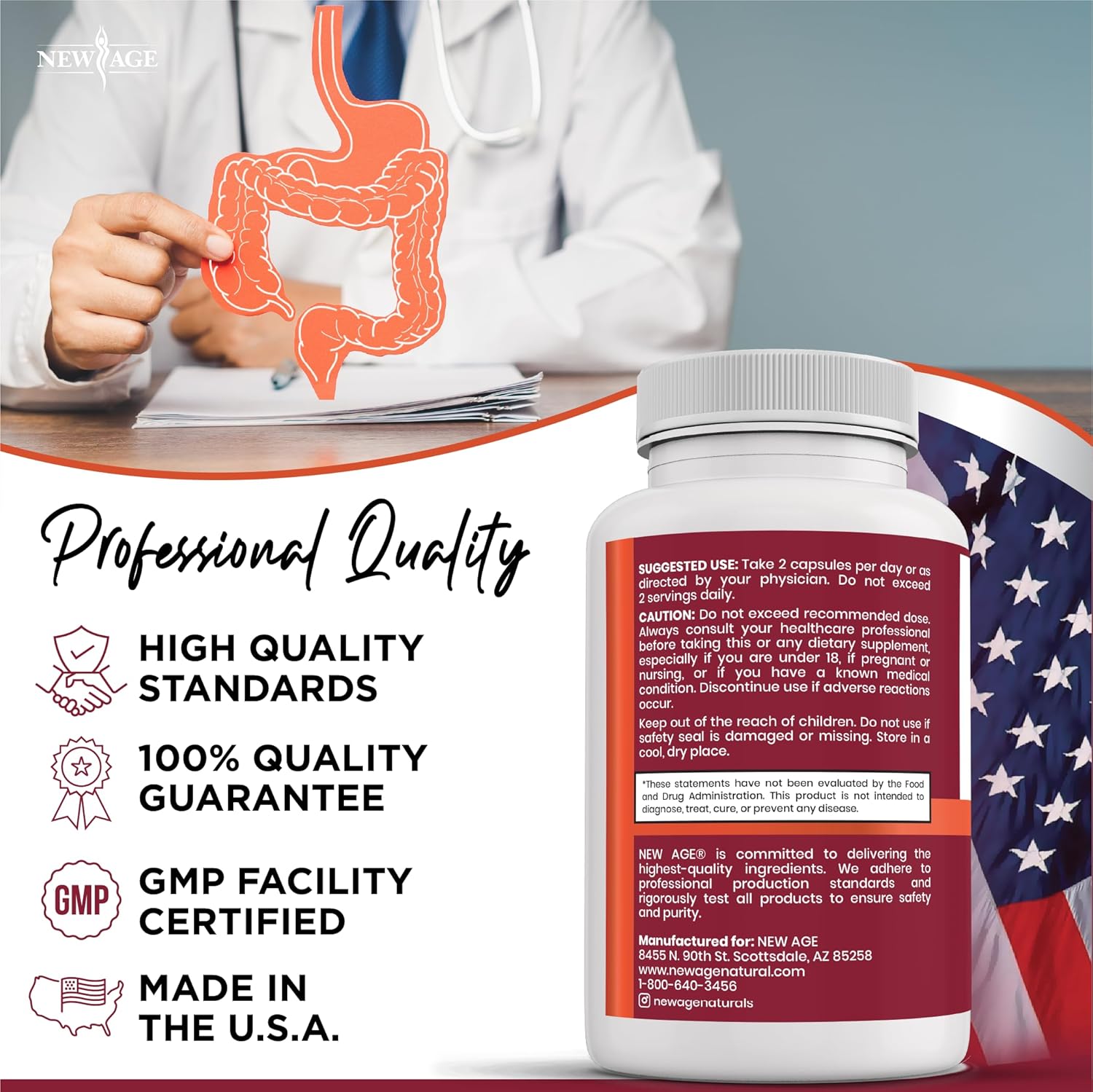 Probiotic Digestive Enzymes with Prebiotics for Gut Health - 180 Count for Men and Women, Daily Digestive Support with Lipase