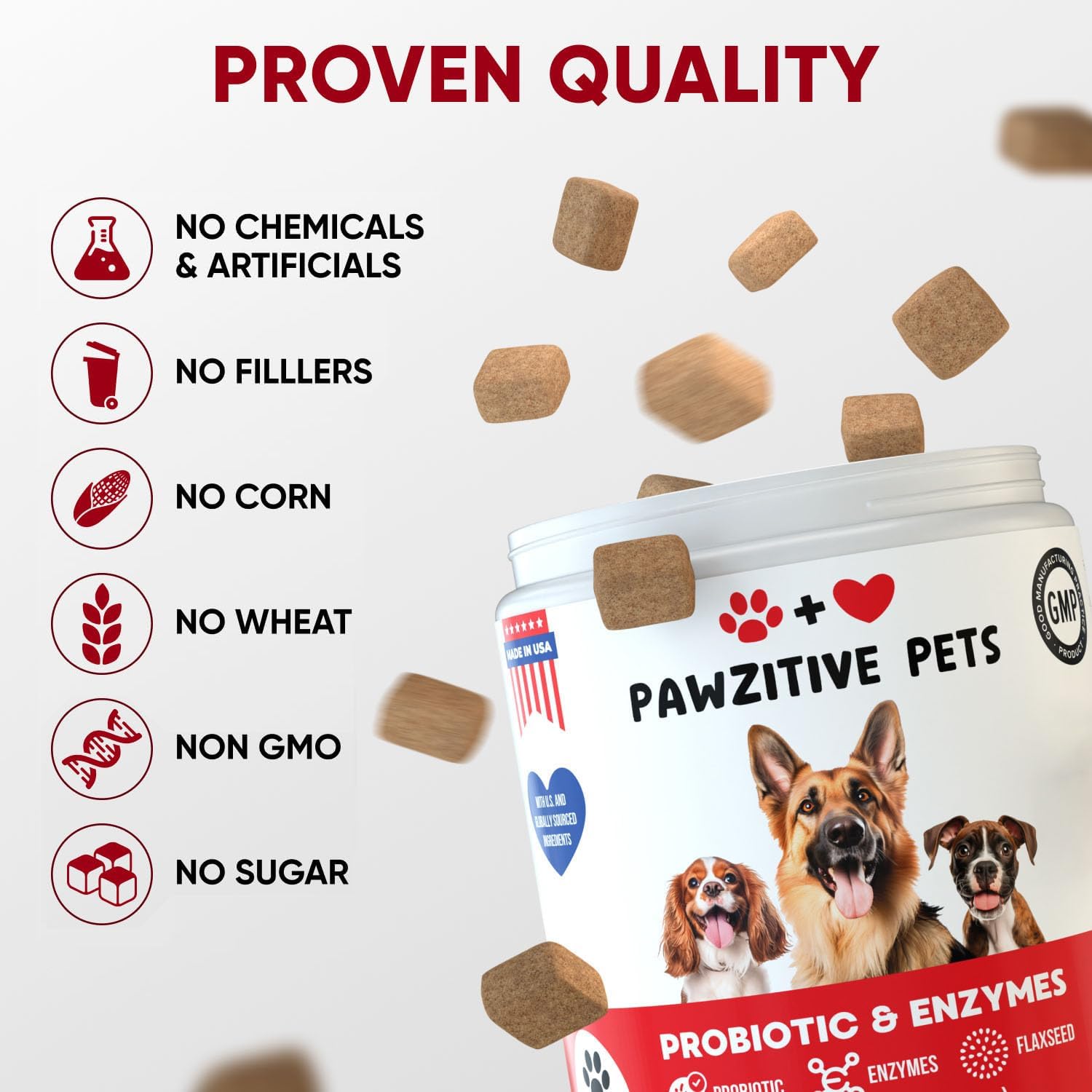 Probiotic & Enzyme Soft Chews for Dogs - Supports Digestion & Immune System - All Breeds & Sizes - Canine Gut Health by Pawzitive Pets