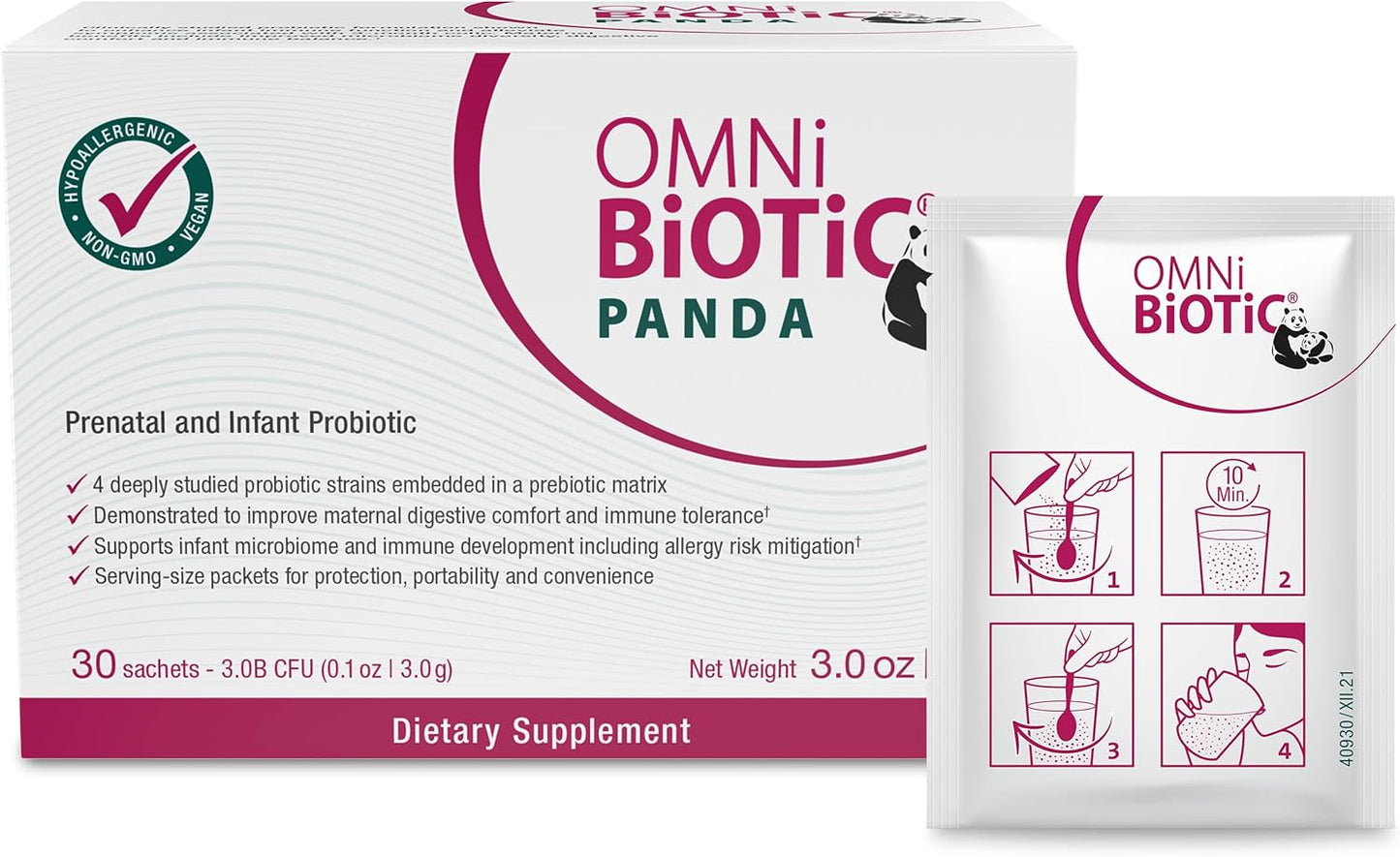 Probiotic for Mom and Baby - Prenatal and Infant Gut Health Support - Vegan, Hypoallergenic, Non-GMO - OMNi BiOTiC Panda (1 Pack)