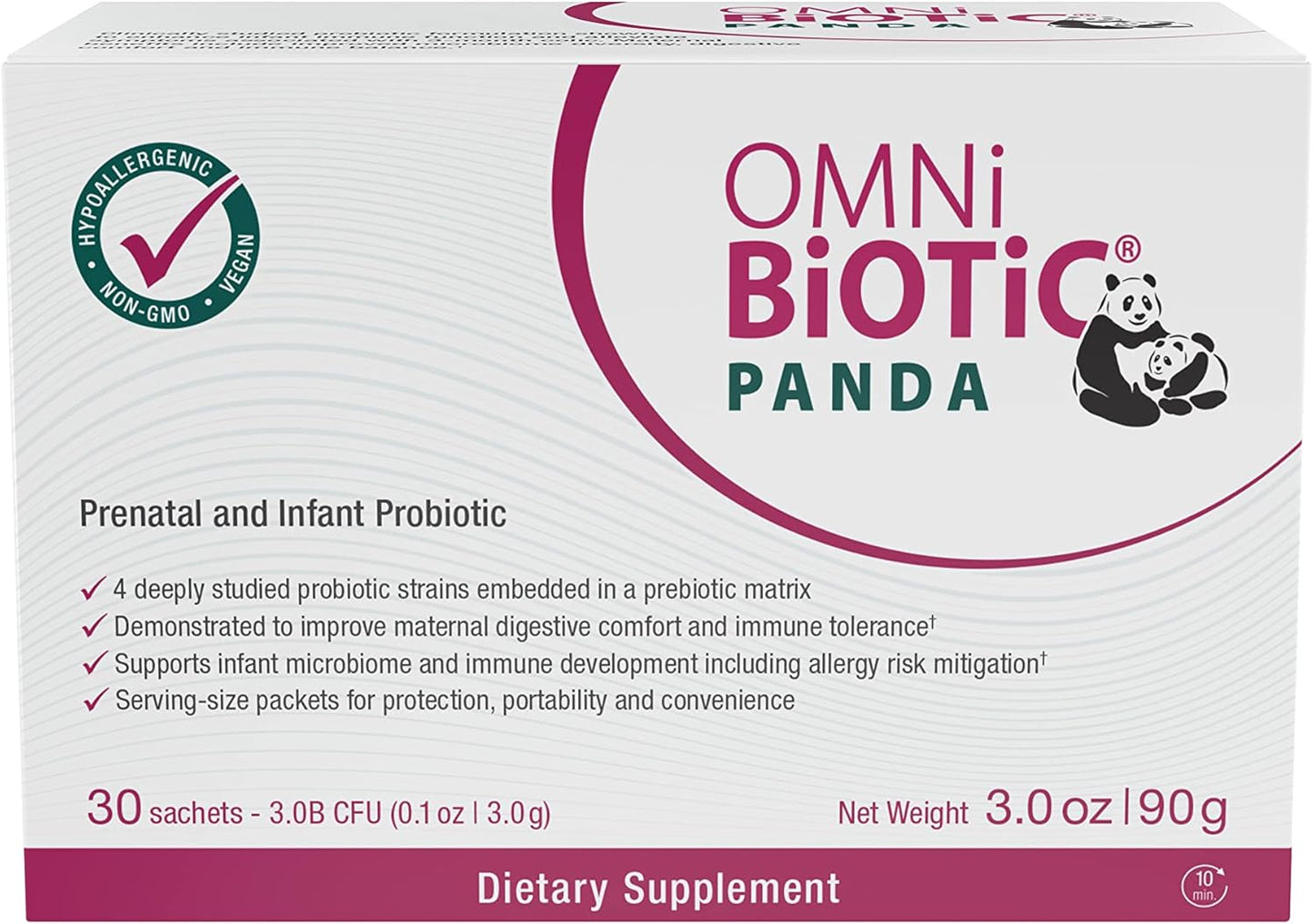 Probiotic for Mom and Baby - Prenatal and Infant Gut Health Support - Vegan, Hypoallergenic, Non-GMO - OMNi BiOTiC Panda (1 Pack)