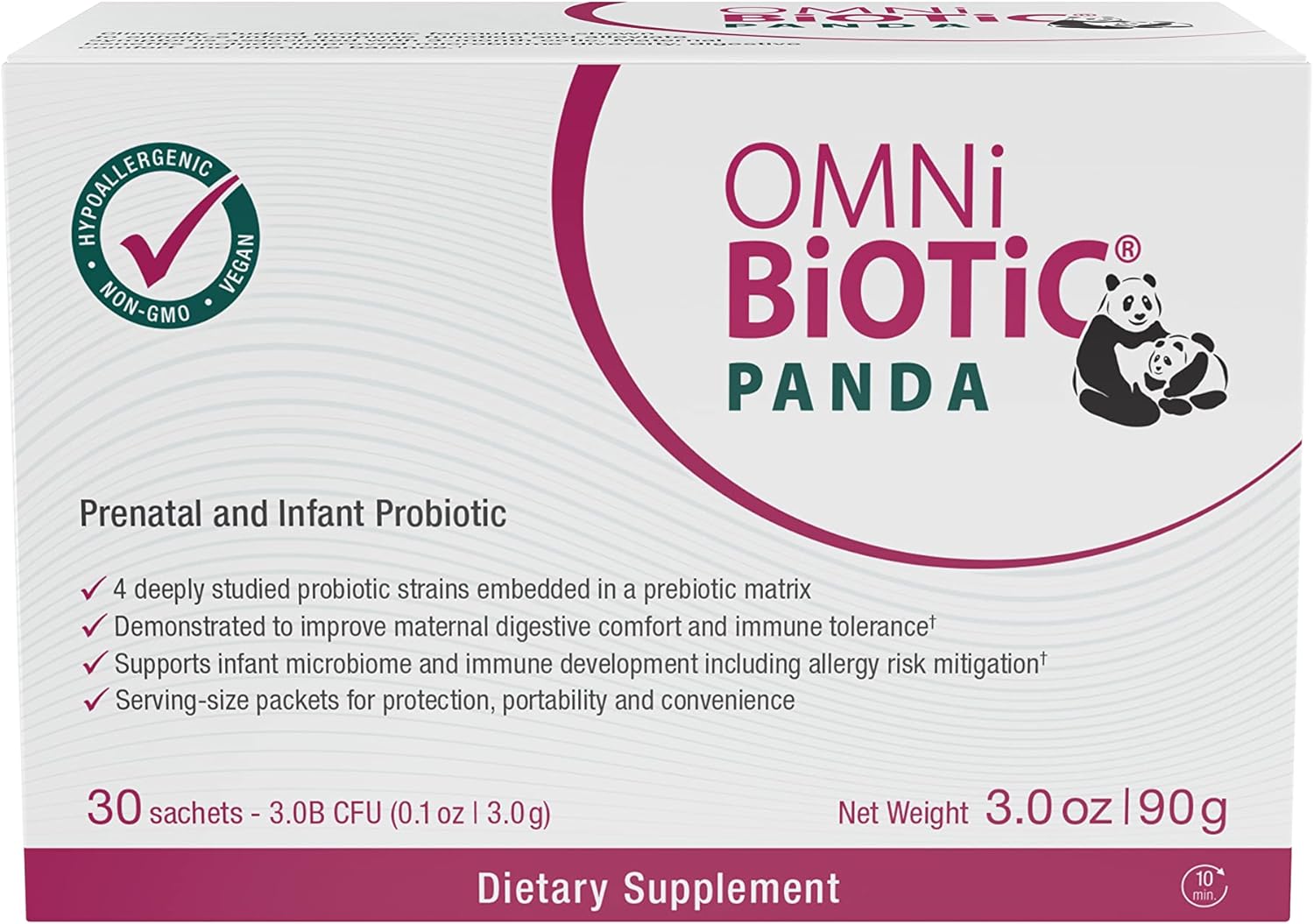 Probiotic for Mom and Baby - Prenatal and Infant Gut Health Support - Vegan, Hypoallergenic, Non-GMO - OMNi BiOTiC Panda (1 Pack)