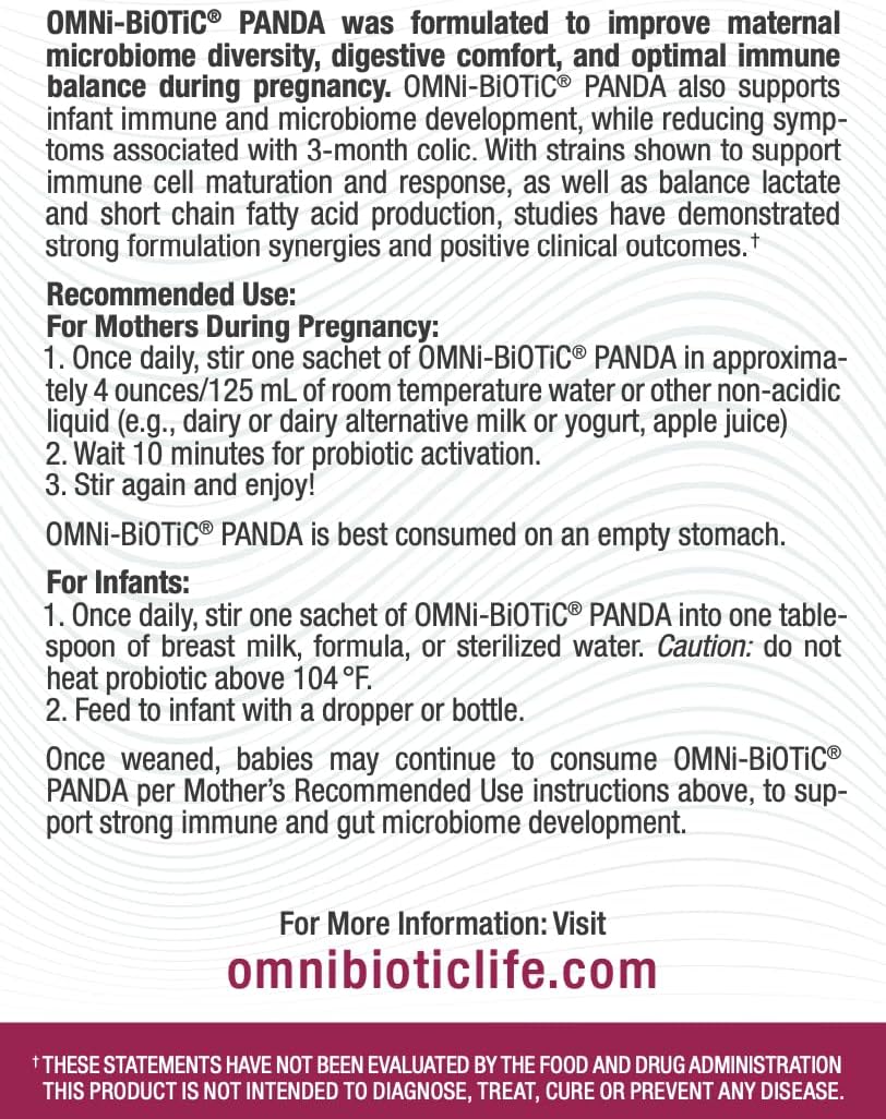 Probiotic for Mom and Baby - Prenatal and Infant Gut Health Support - Vegan, Hypoallergenic, Non-GMO - OMNi BiOTiC Panda (1 Pack)
