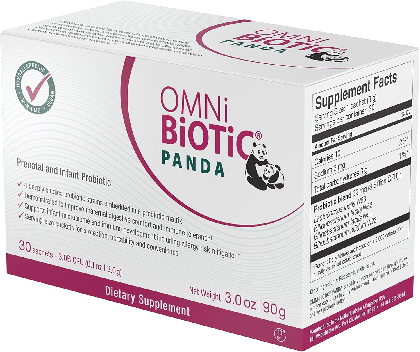 Probiotic for Mom and Baby - Prenatal and Infant Gut Health Support - Vegan, Hypoallergenic, Non-GMO - OMNi BiOTiC Panda (1 Pack)