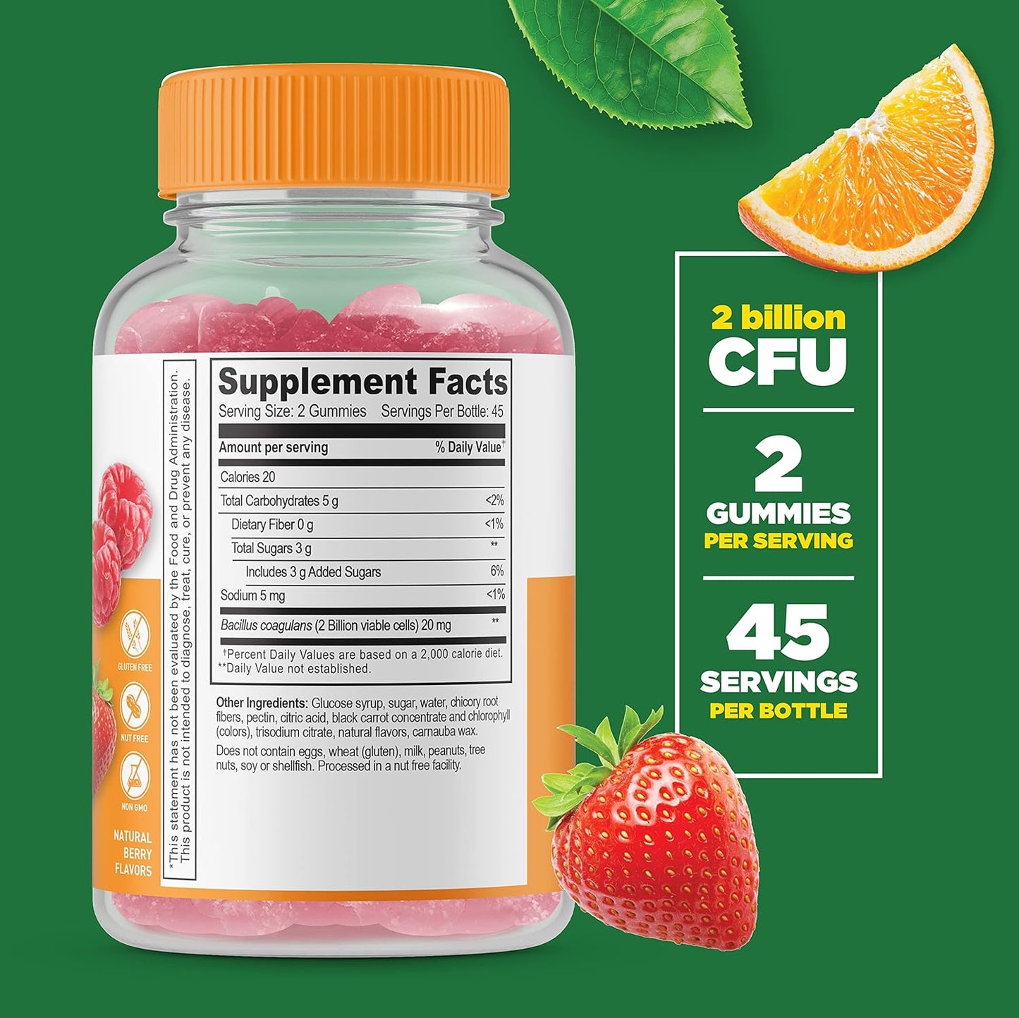 Probiotic Gummies Bundle with 2 Billion CFU + 5g Prebiotic Fiber - Tasty Vitamin Supplement, Gluten Free & GMO Free