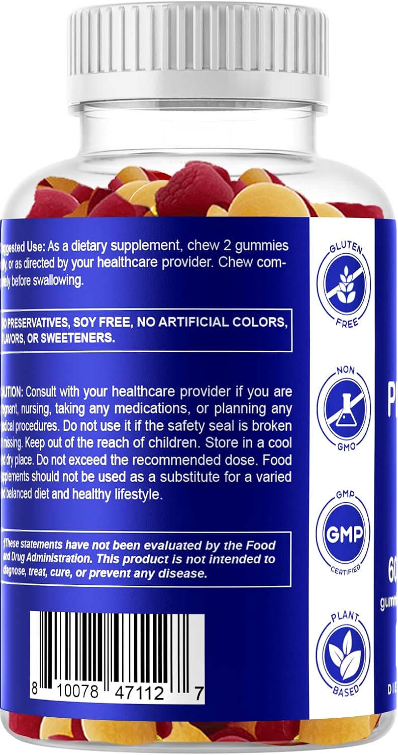 Probiotic Gummies for Men and Women - 5 Billion CFUs, Sugar-Free, Gluten-Free - Digestive, Immune, Gut Health