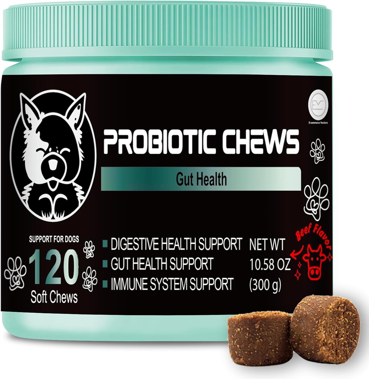 Probiotic Soft Chews for Dogs - Promotes Digestive Health, Allergy Relief, & Immune Function - Supports Gut Health and Reduces Itchy Skin - Suitable for Puppies & Adults