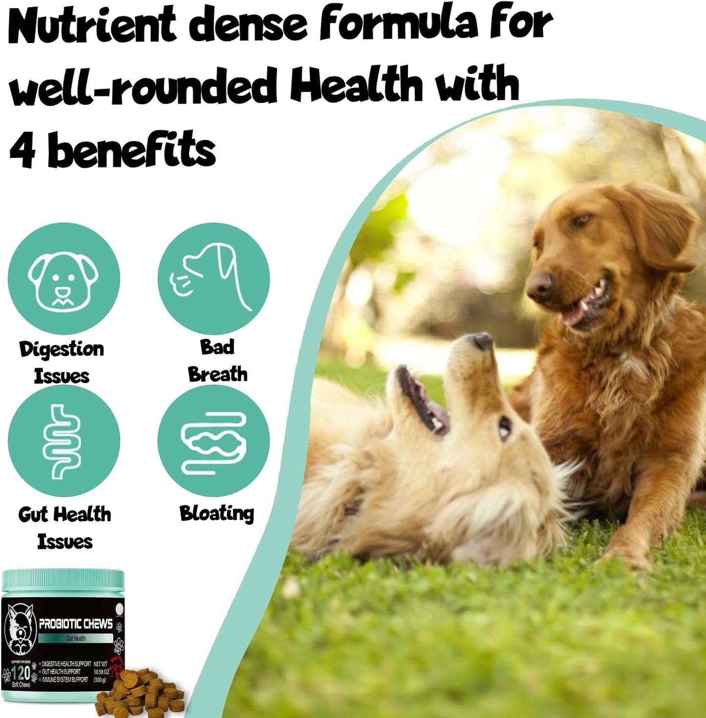 Probiotic Soft Chews for Dogs - Promotes Digestive Health, Allergy Relief, & Immune Function - Supports Gut Health and Reduces Itchy Skin - Suitable for Puppies & Adults