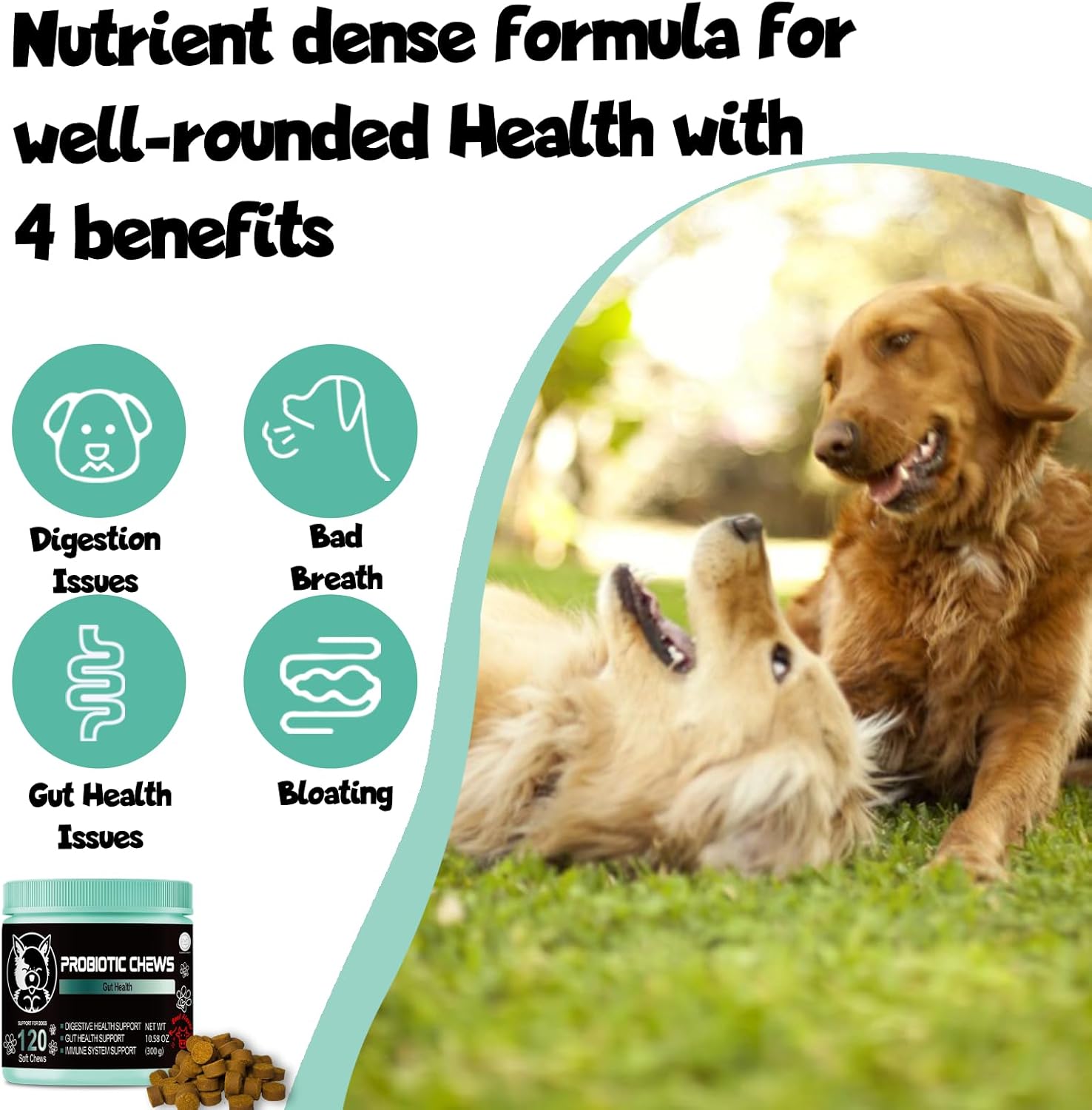 Probiotic Soft Chews for Dogs - Promotes Digestive Health, Allergy Relief, & Immune Function - Supports Gut Health and Reduces Itchy Skin - Suitable for Puppies & Adults