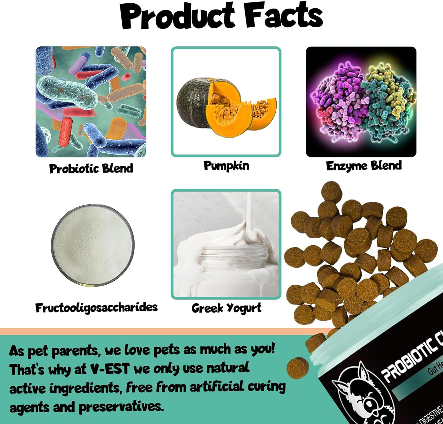 Probiotic Soft Chews for Dogs - Promotes Digestive Health, Allergy Relief, & Immune Function - Supports Gut Health and Reduces Itchy Skin - Suitable for Puppies & Adults