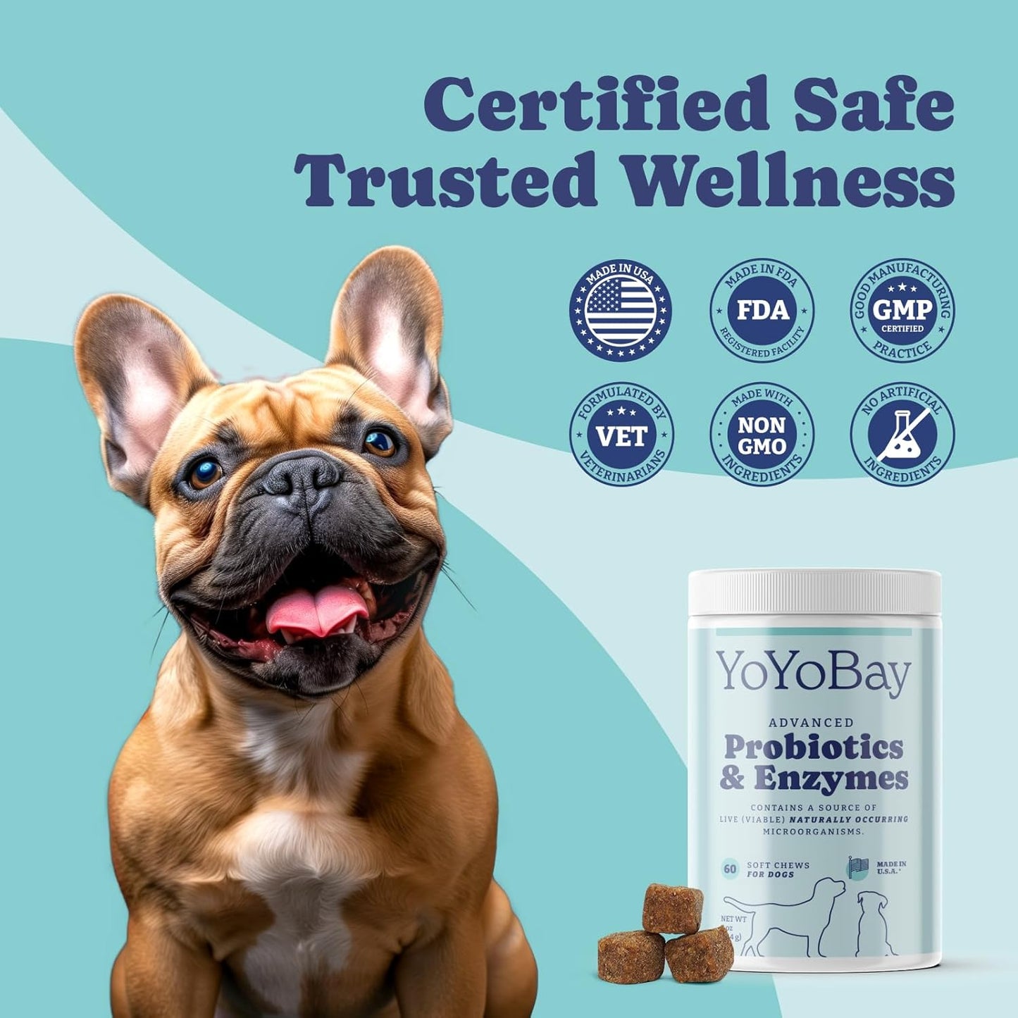 Probiotic Soft Chews for Dogs, Over 1 Billion CFUs, Gut & Digestive Health, Yeast Balance, Itchy Skin Relief, Immune Support