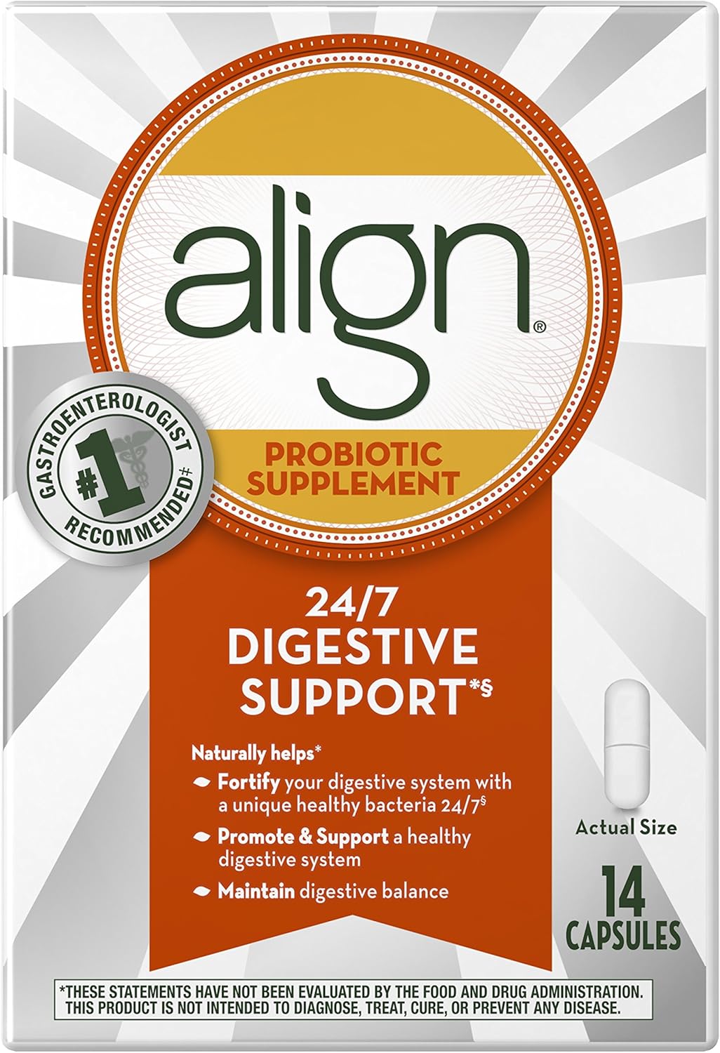 Probiotic Supplement for Daily Alignment, 14 Capsules, Gut Health Support