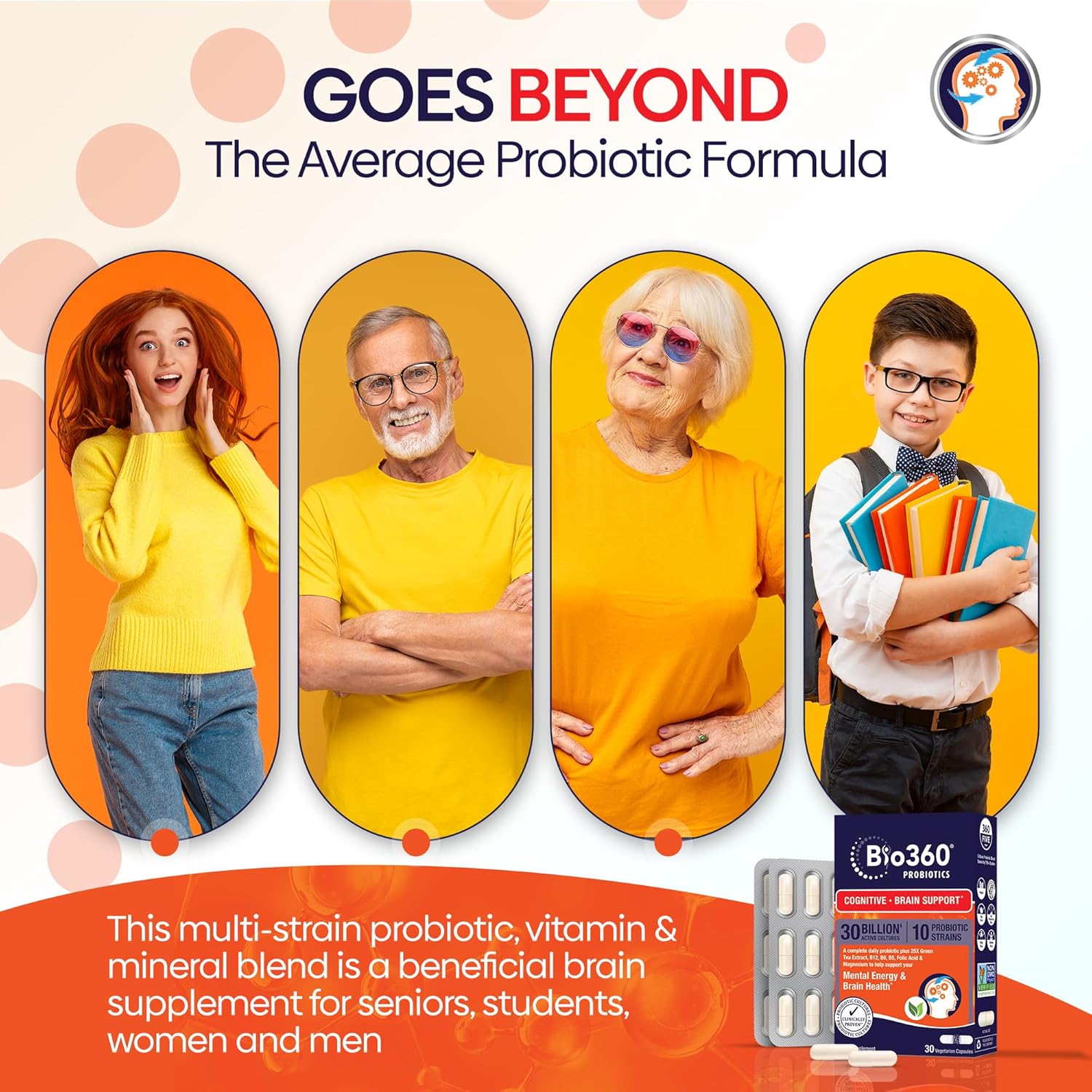 Probiotics Bundle for Cognitive & Brain Health, Memory & Focus Support, Gut Health & Digestion, 60 Vegan Supplements