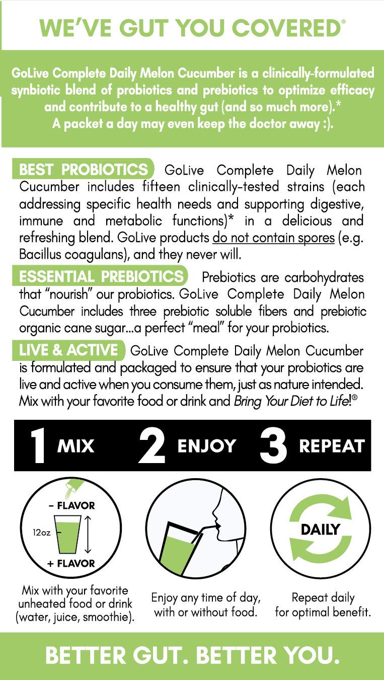 Probiotics for Adults and Kids, Melon and Cucumber Flavor, 10ct - Supports Gut and Digestive Health, Recommended by Healthcare Professionals