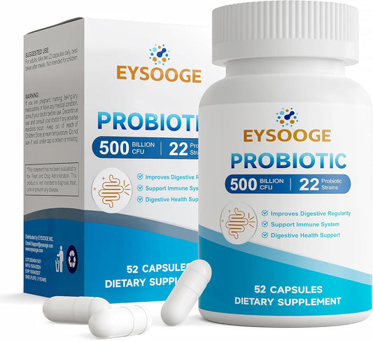 Probiotics for Men and Women, Pro Formula Supplement with 22 Strains, 500 Billion CFU, Relieves Bloating & Abdominal Discomfort, 52 Capsules