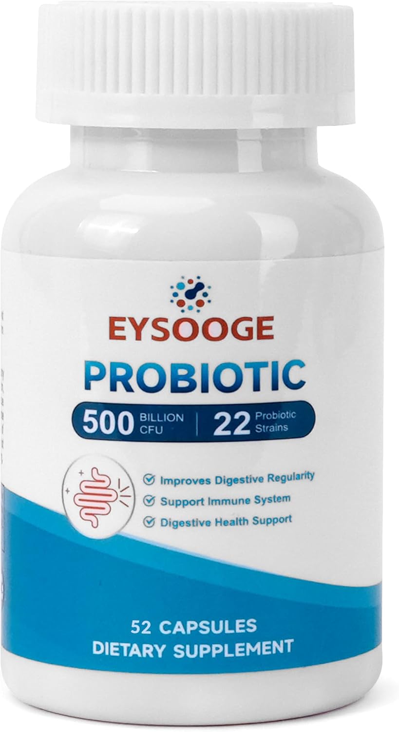 Probiotics for Men and Women, Pro Formula Supplement with 22 Strains, 500 Billion CFU, Relieves Bloating & Abdominal Discomfort, 52 Capsules