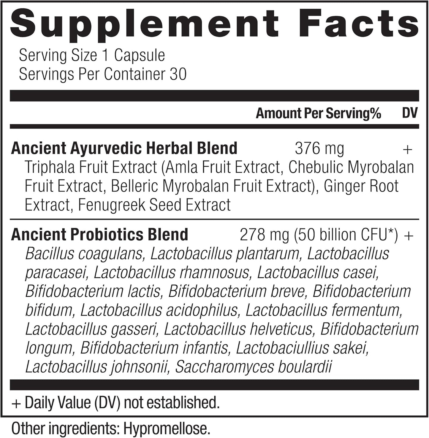 Probiotics with Turmeric, Ginger, and Fenugreek for Digestive Health - 50 Billion CFUs, 30 Capsules