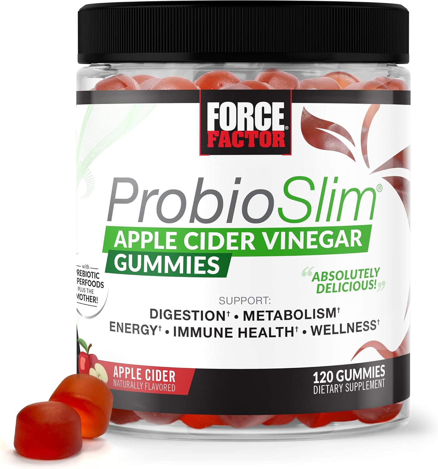 ProbiSlim Apple Cider Vinegar Gummies with LactoSpore Probiotics - Extra Strength 30 Billion CFUs for Women and Men