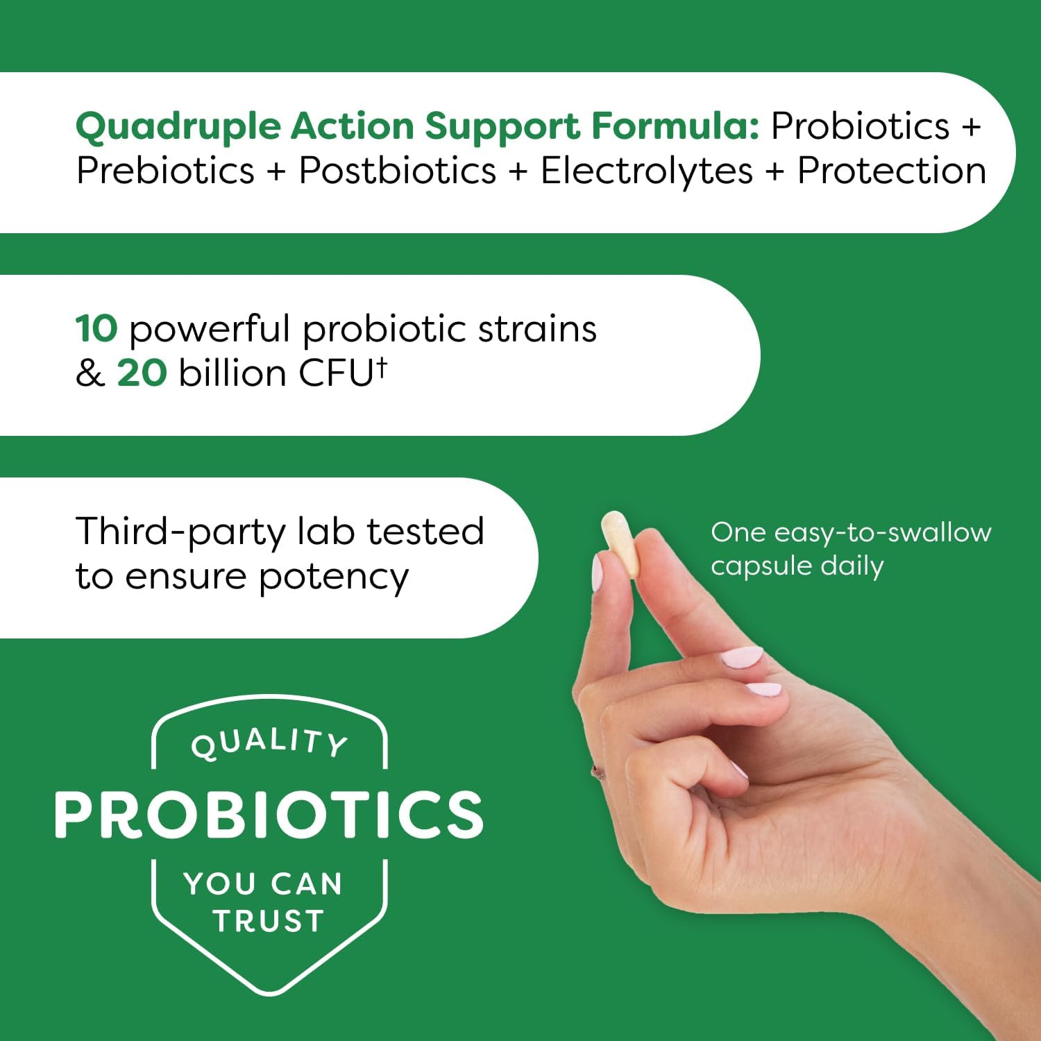Probulin Total Care Immune Supplement with Elderberry - 20 Billion CFU, 10 Strains - Prebiotics, Probiotics, Postbiotics for Gut Health - 90 Vegan Capsules