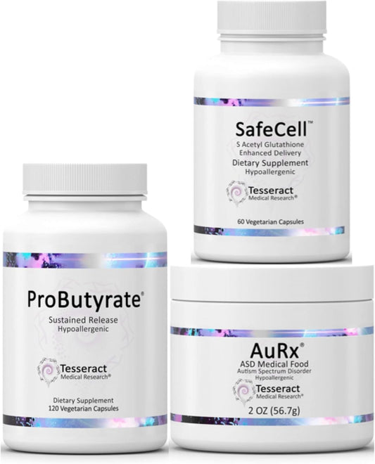 ProButyrate Gut Health & SafeCell Glutathione Supplement Combo for Autism Spectrum - Tesseract Medical Research