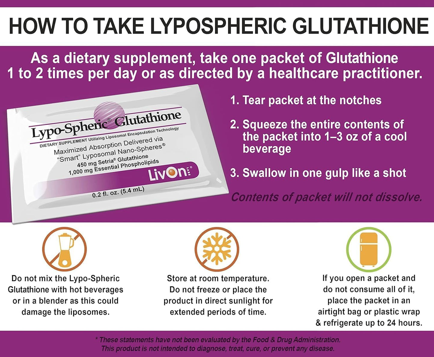 Professional Grade Lypo-Spheric Glutathione - 30 Packets, 450mg Per Packet, Liposome Encapsulated for Bioavailability, Non-GMO