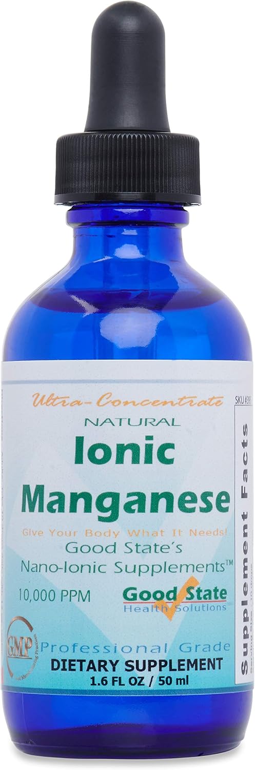 Professional Grade Natural Ionic Manganese Liquid Concentrate - Nano Sized Mineral Technology - 1.6 Fl oz Bottle
