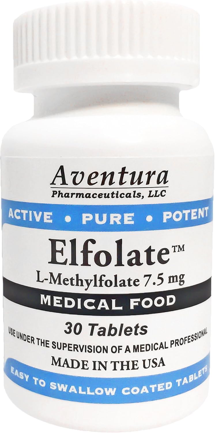 Professional Strength ELFOLATE® 7.5mg L-Methylfolate Supplement - Pure & Potent Methyl Folate Tablets - 30 Count