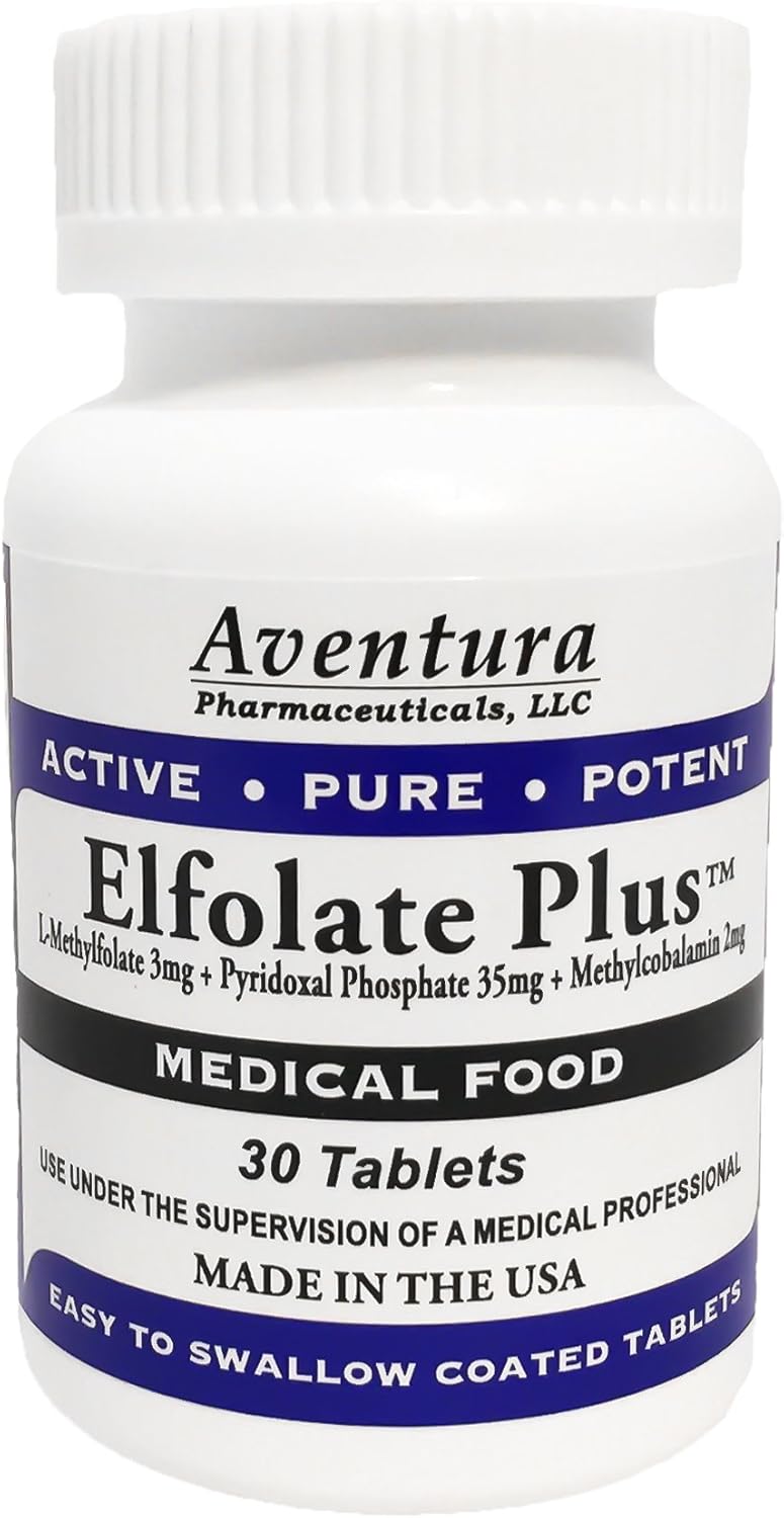 Professional Strength ELFOLATE Plus® 3mg L-Methylfolate Supplement - Pure & Potent 30 Tablets