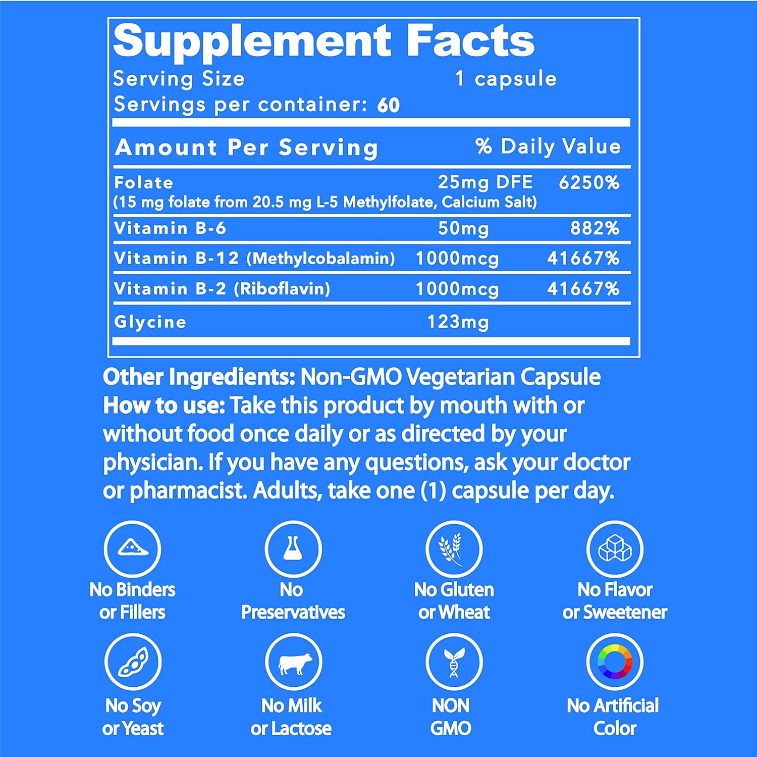Professional Strength LifeStrength L-Methylfolate + B Complex - 5-MTHF, B6, B2 & B12 Methylcobalamin - 60 Capsules - Active Methyl Folate Supplement - Non GMO & Gluten Free - 15MG