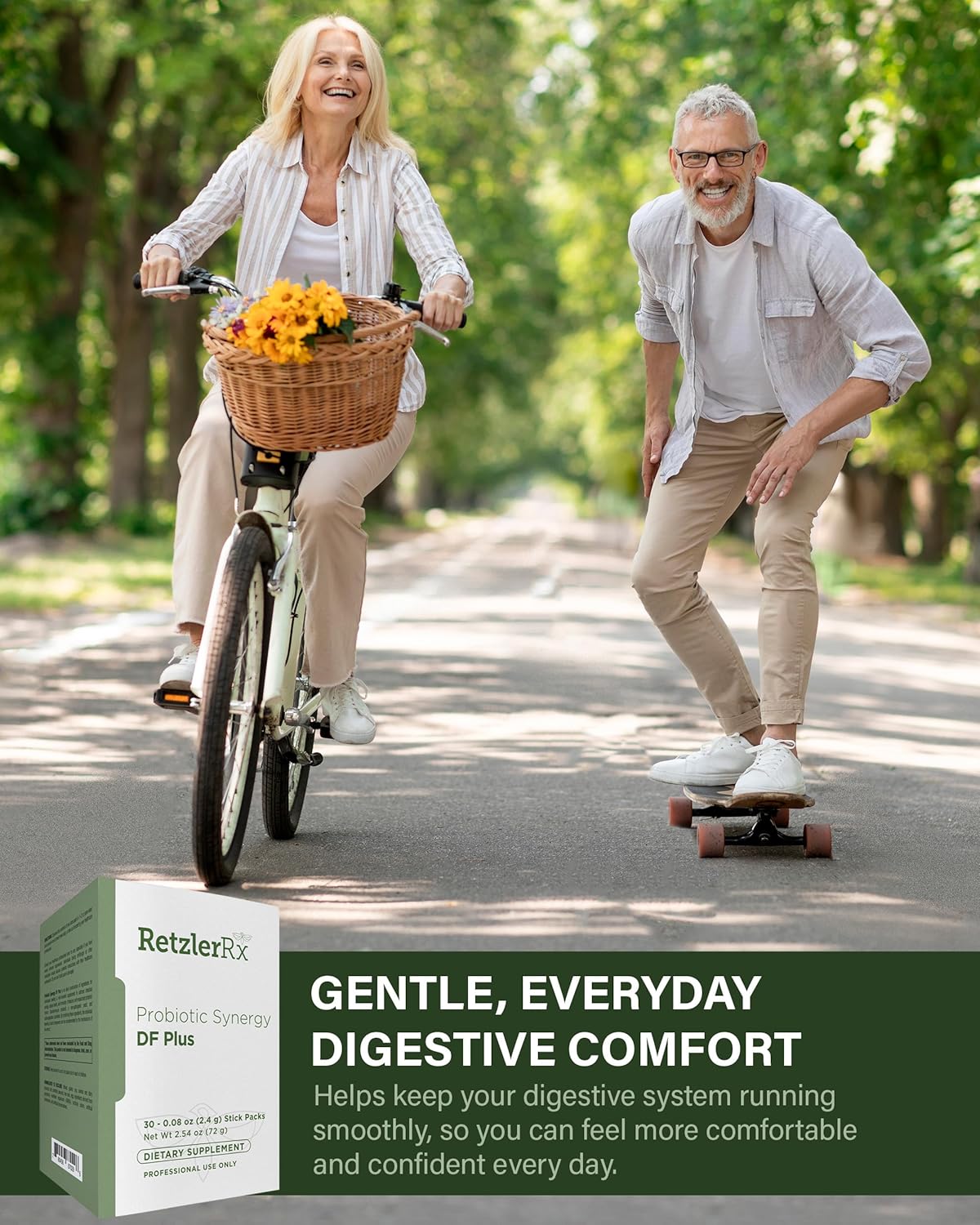 Professional Strength Probiotic Synergy DF Plus with 30 Billion CFU, Saccharomyces boulardii, and Arabinogalactan for Gut Health - 30 Stick Packs