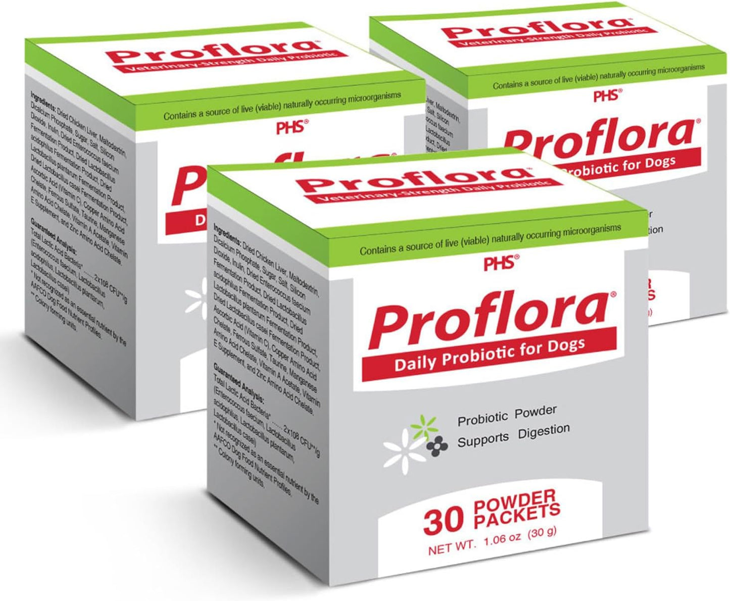 Proflora Probiotic for Dogs - Promotes Healthy Digestion, Boosts Immune System, Supports Normal Bowel Function, Improves Skin and Coat Health - 90 Servings, 3-Pack