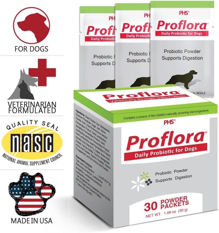 Proflora Probiotic for Dogs - Promotes Healthy Digestion, Boosts Immune System, Supports Normal Bowel Function, Improves Skin and Coat Health - 90 Servings, 3-Pack