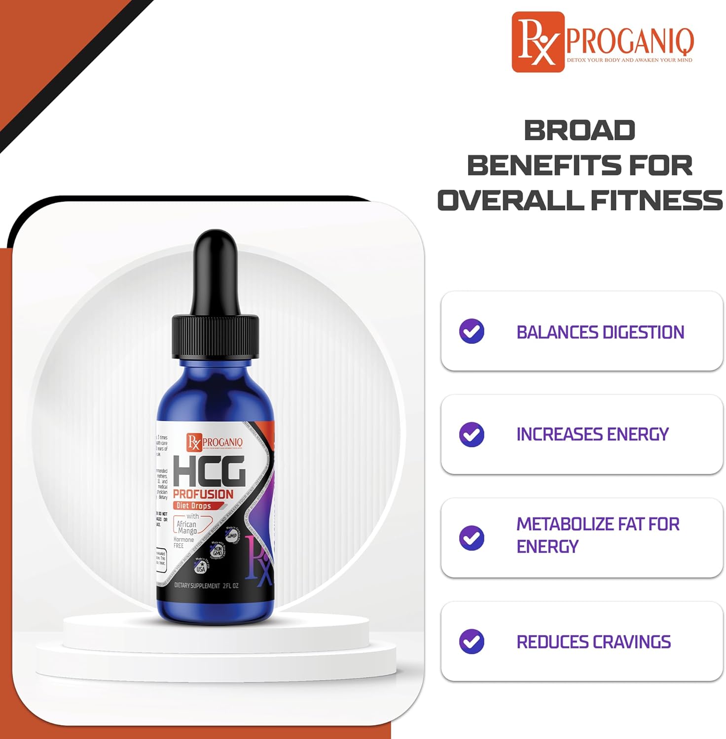 ProganIQ Detox & Mind Awakening Drops - Advanced Weight Management with African Mango - Hormone Free - Made in USA - 30 Day Supply