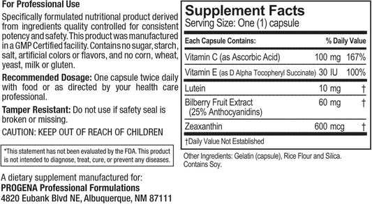 PROGENA Eyeplus Capsules - 60 Count - Eye Health Supplement