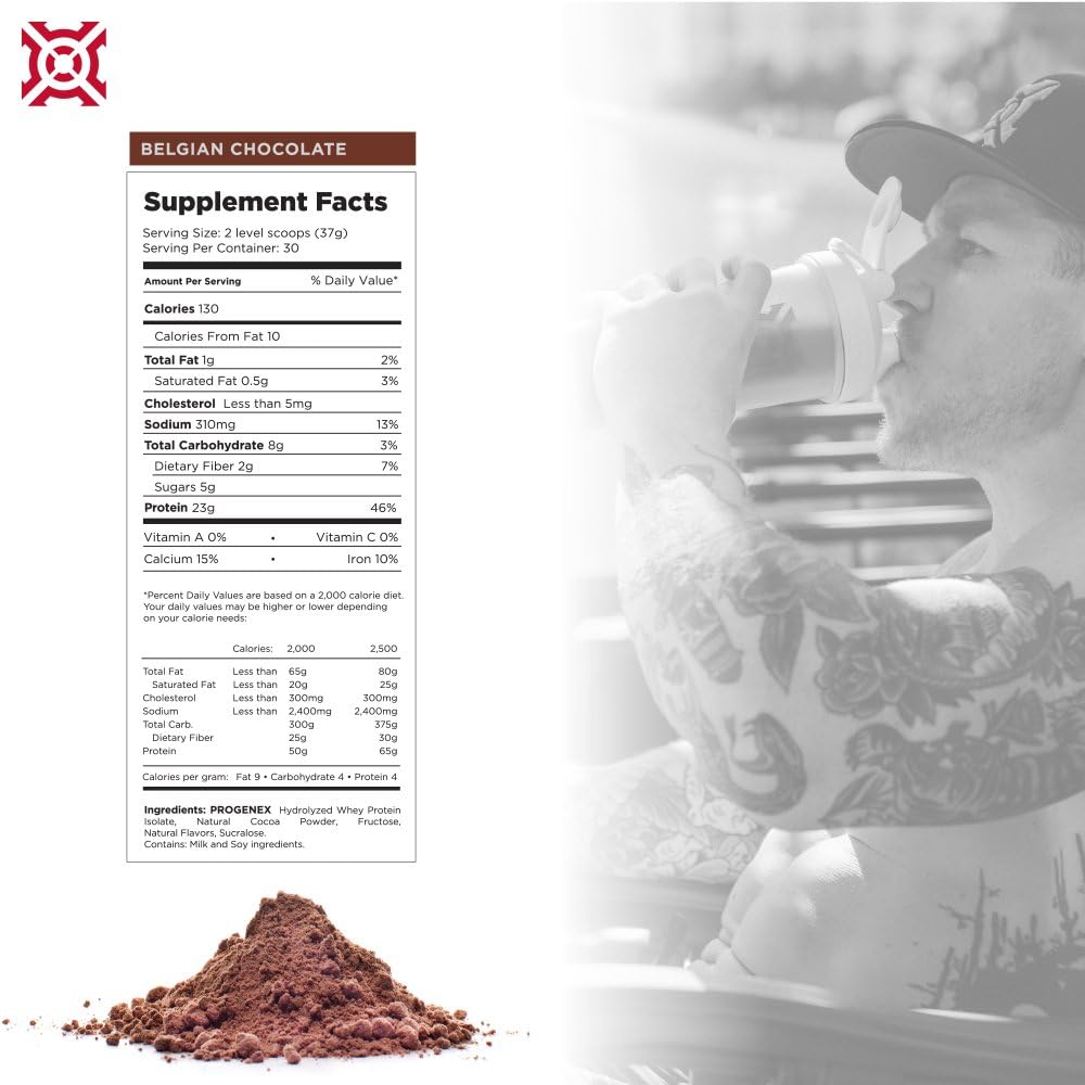 Progenex® Recovery Belgian Chocolate Shake | Top Post-Workout Supplement for Sore Muscles | Hydrolyzed Whey Protein | Delicious Taste | 30 Servings