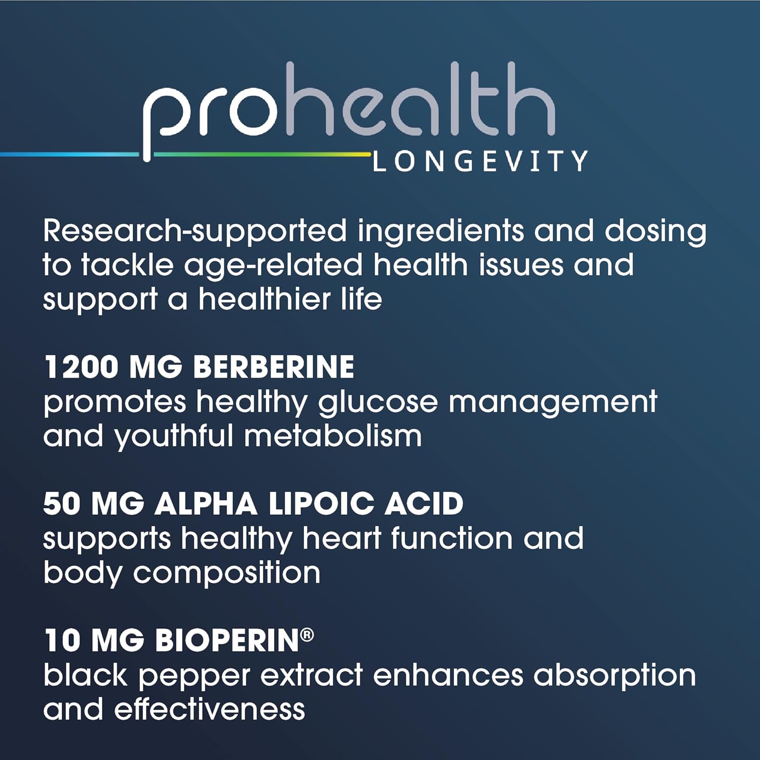ProHealth Berberine Pro with Alpha Lipoic Acid & Black Pepper Extract - 1,200mg per Serving - 60 Caps - Supports Metabolism & Body Composition