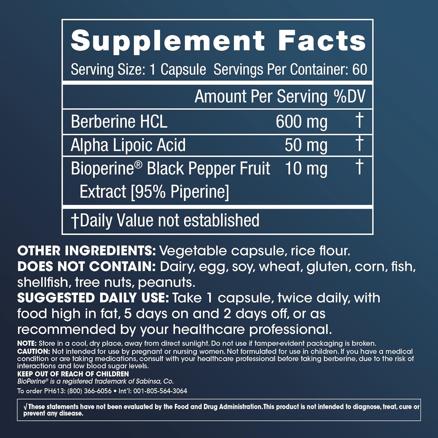 ProHealth Berberine Pro with Alpha Lipoic Acid & Black Pepper Extract - 1,200mg per Serving - 60 Caps - Supports Metabolism & Body Composition