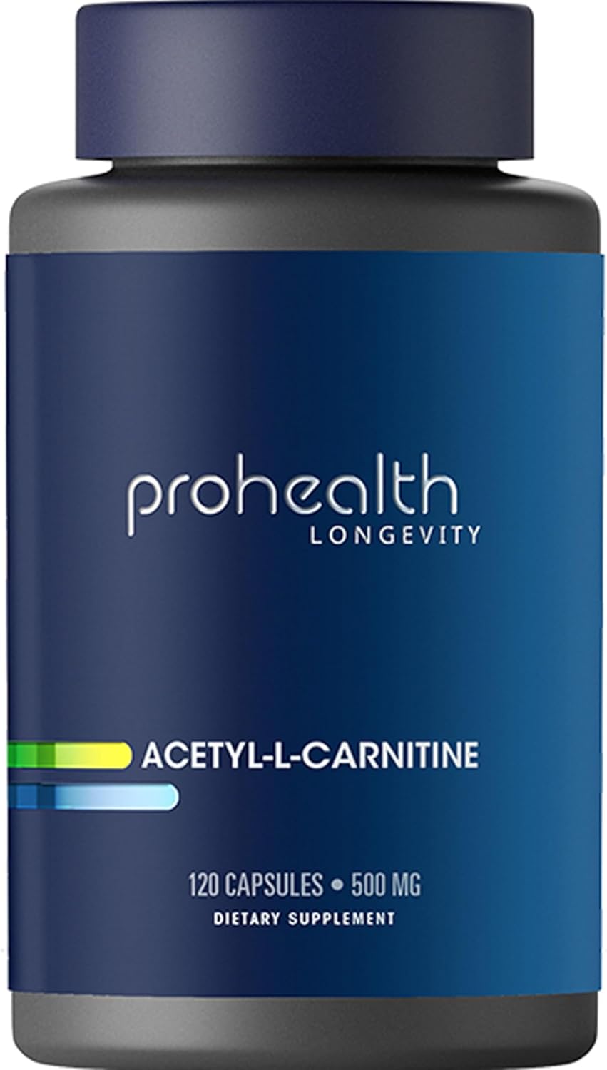 ProHealth Longevity Acetylcarnitine: Antioxidant for Brain & Heart Health, Muscle Maintenance. Supports Cellular Energy. 100mg, 30 Servings.