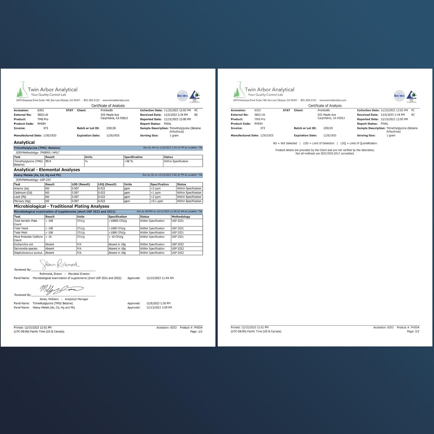 ProHealth Longevity TMG Pro Bulk Powder - 100 Grams Trimethylglycine Betaine Anhydrous for Methylation Support