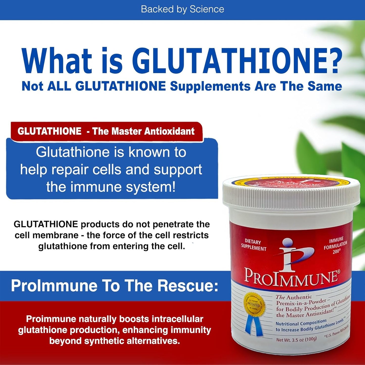 ProImmune Glutathione Supplement Powder for Immune and Liver Health - Natural Antioxidant Blend - 2 Month Supply
