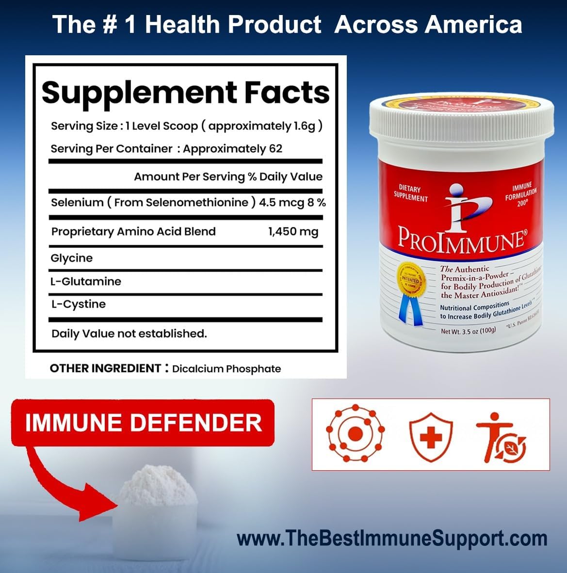 ProImmune Glutathione Supplement Powder for Immune and Liver Health - Natural Antioxidant Blend - 2 Month Supply