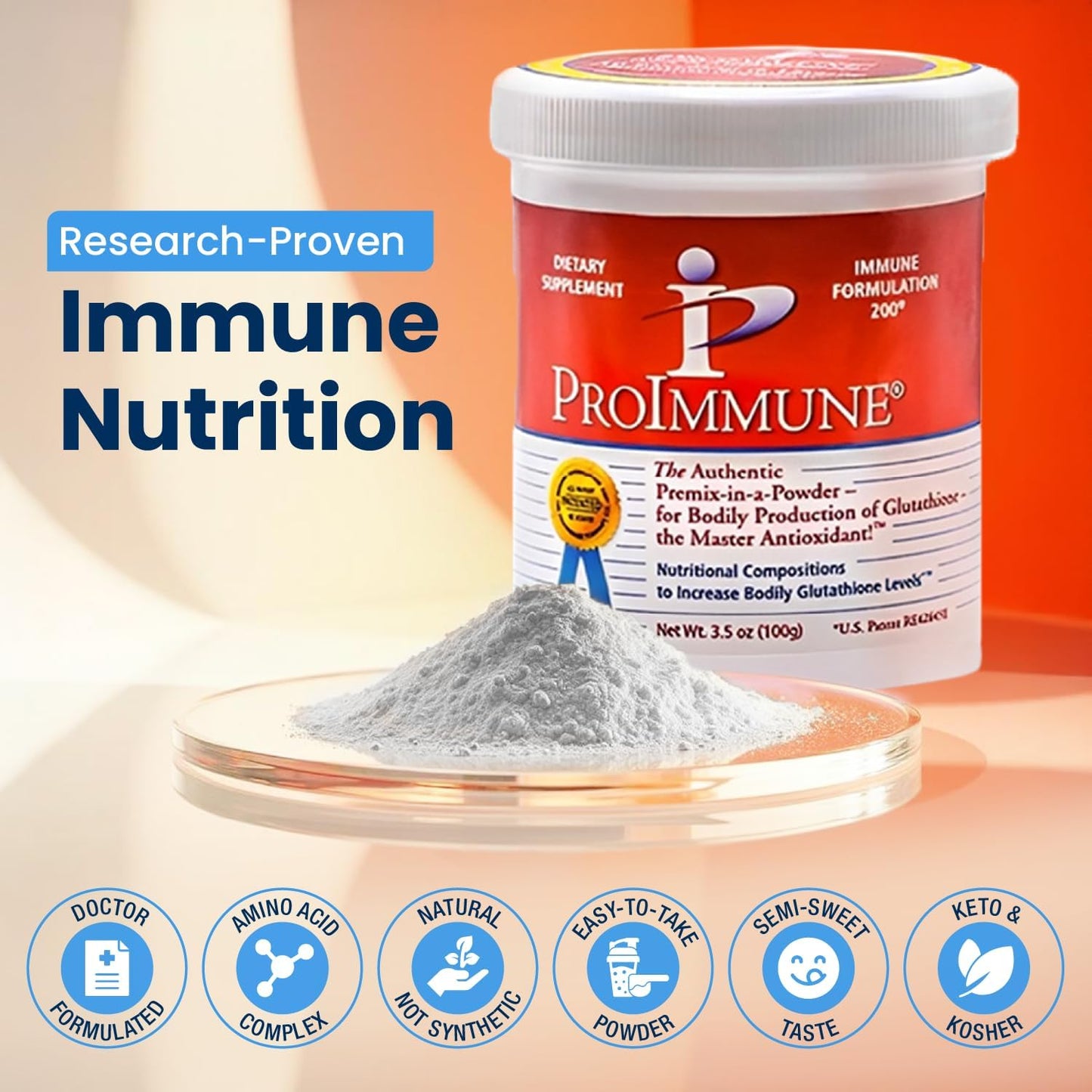 ProImmune Glutathione Supplement Powder for Immune and Liver Health - Natural Antioxidant Blend - 2 Month Supply