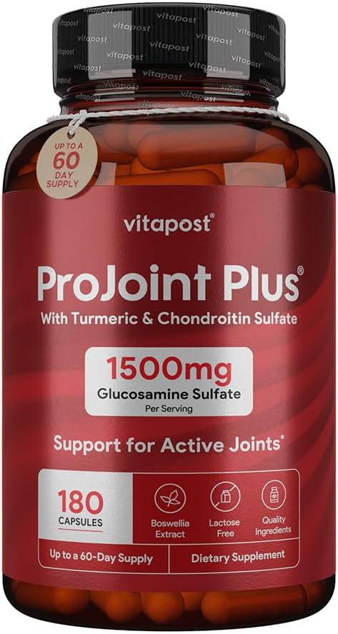 ProJoint Plus Joint Support Supplement - 180 Capsules for Mobility, Joint & Cartilage Health - with Glucosamine, Chondroitin, MSM, Turmeric, Boswellia & Bromelain - for Men & Women