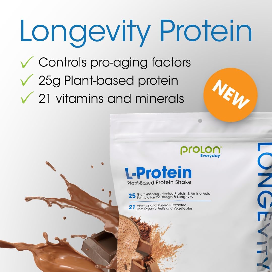 ProLon Plant Based Protein Powder: Boost Performance, Muscle Synthesis, Healthy Aging - Chocolate, 25g Protein, Vitamins & Antioxidants - Gluten Free, Amino Acids - 12 Packets