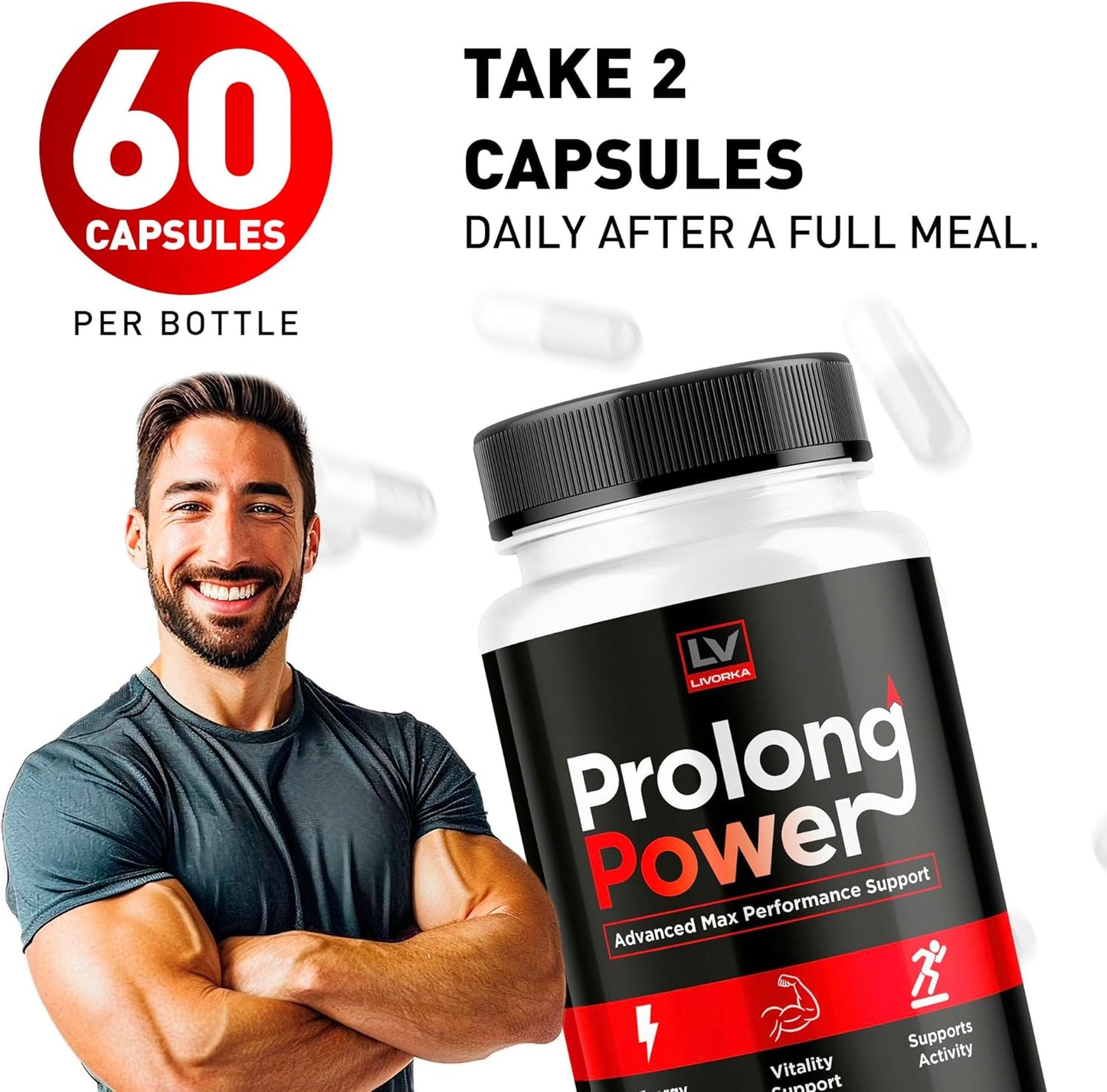Prolong Power Capsules for Men - 60 Pills for 1 Month Supply - Original Supplement Review