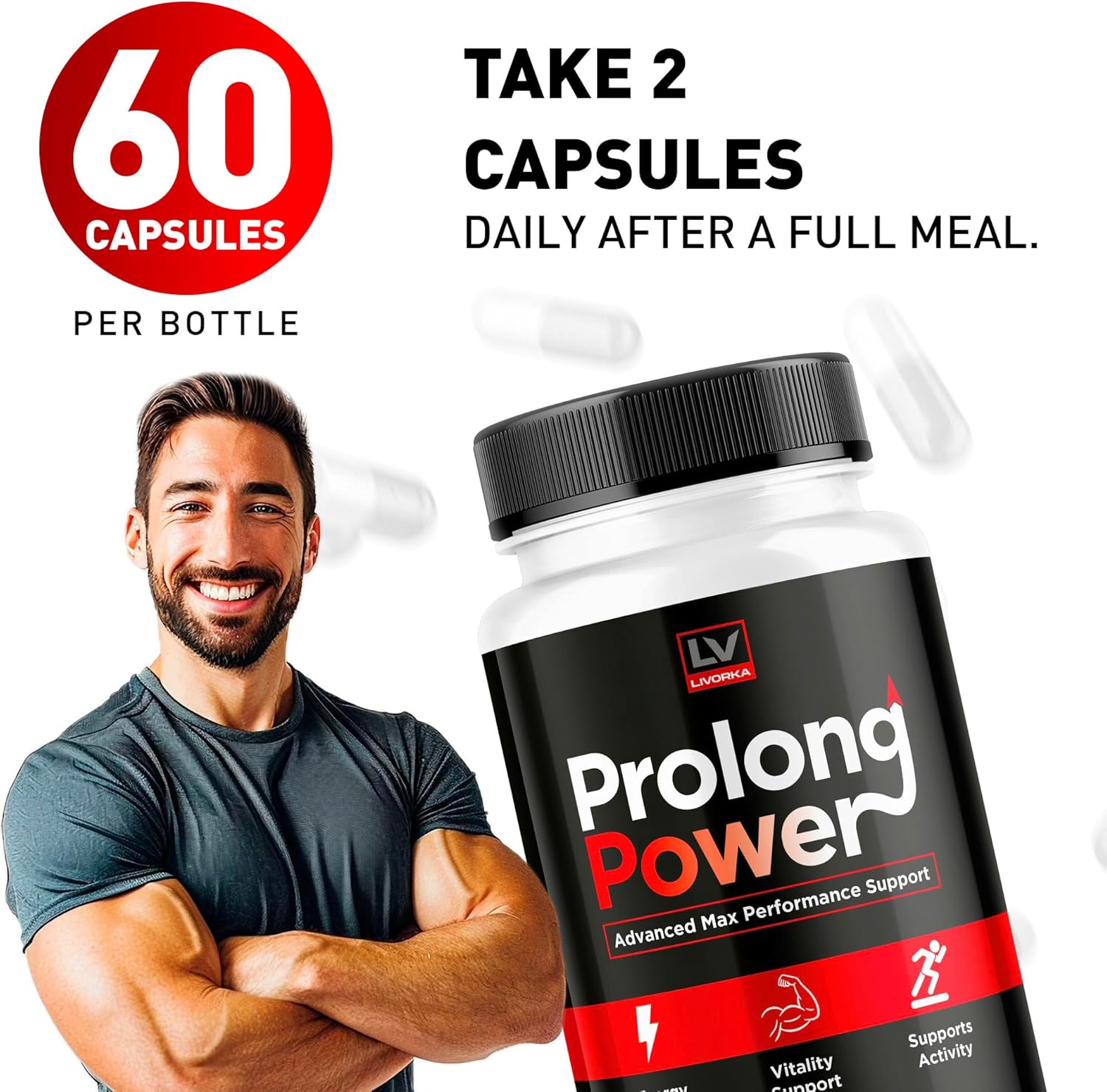 Prolong Power Capsules for Men - 60 Pills for 1 Month Supply - Original Supplement Review