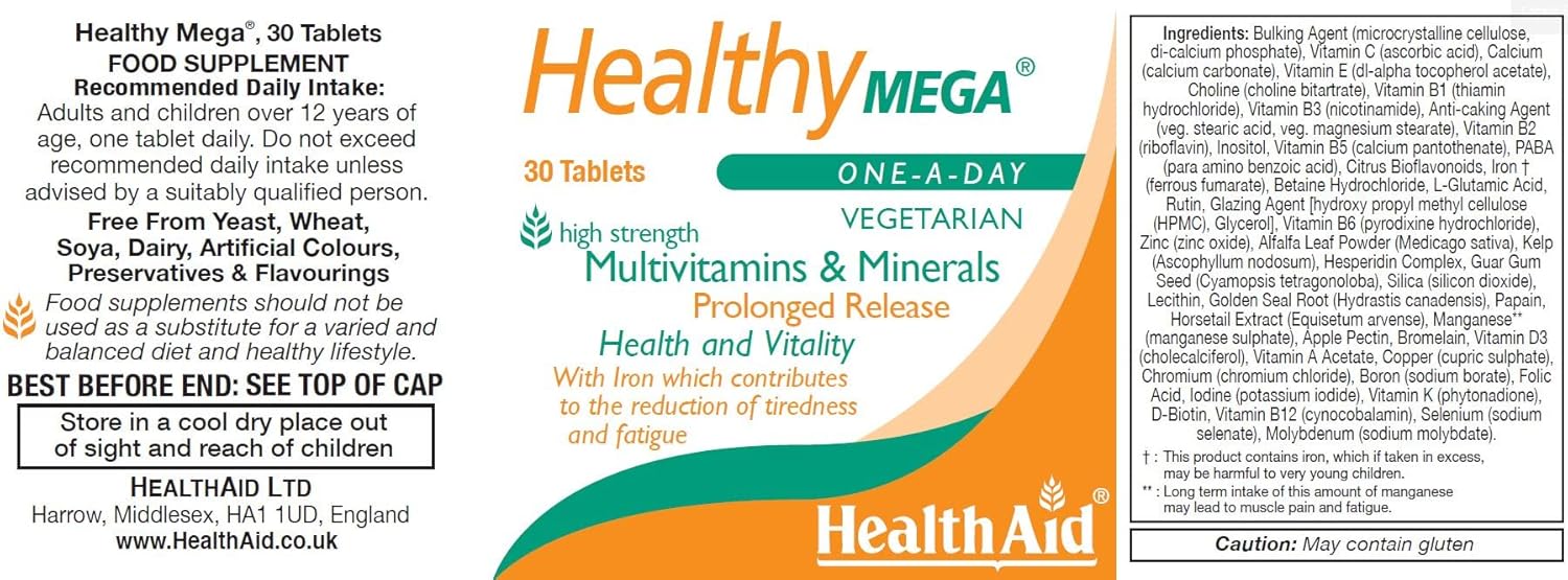 Prolonged Release Health Aid Healthy Mega Supplement - 30 Tablets for Wellness