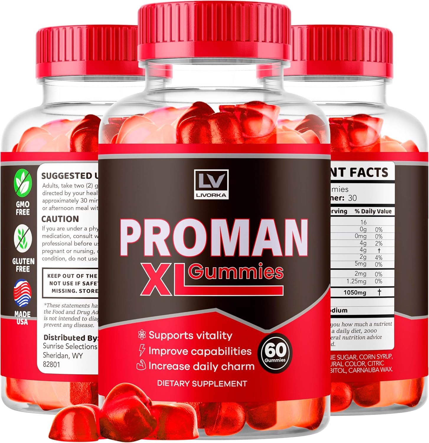 Proman XL Gummies: Advanced Formula for Men, 60 Gummies - 1 Month Supply - Supplement Support with Positive Reviews